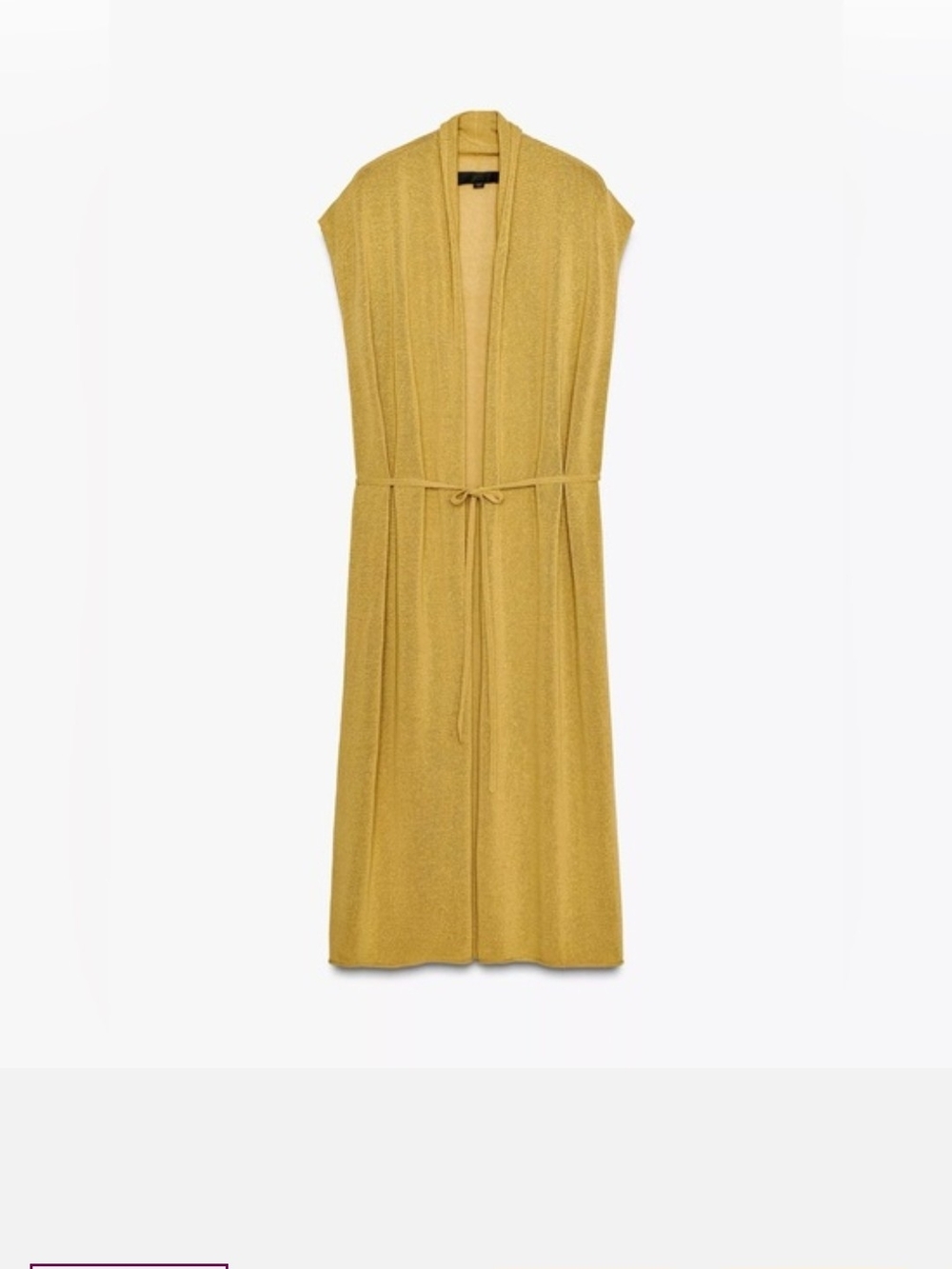 Zara Sleeveless Mustard Tie-Waist Maxi Vest